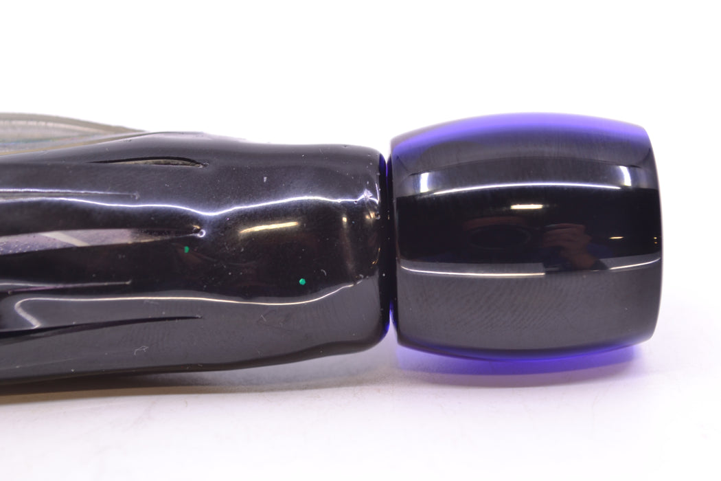 Moyes Lures Purple MOP Black Back Taxi Eyes Tang 5" 3oz Skirted Black Skipjack GZE
