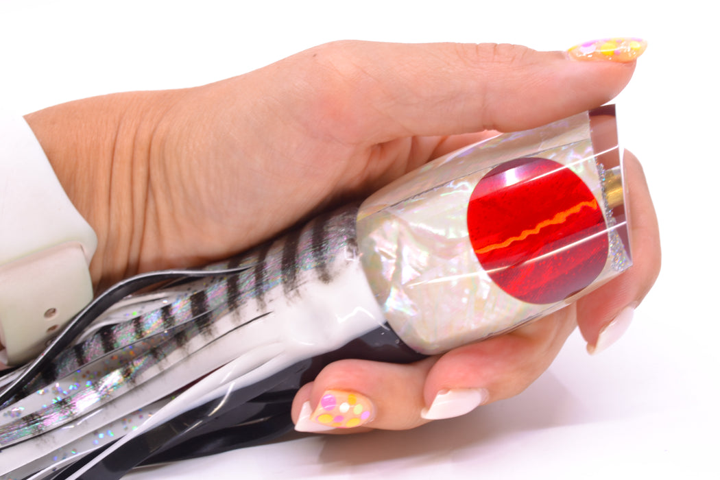 Koya Lures White Awabi Red Eyes Small 861 10" 7oz Skirted White Aurora-Black GZE