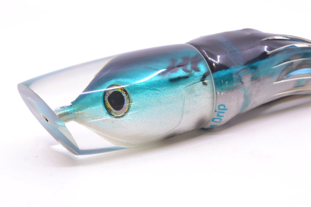 Ali'i Kai Lures Black-Turquoise-Silver Bonito Fish Head Yakuza 14" 10oz FT Vinyl Blue Drip