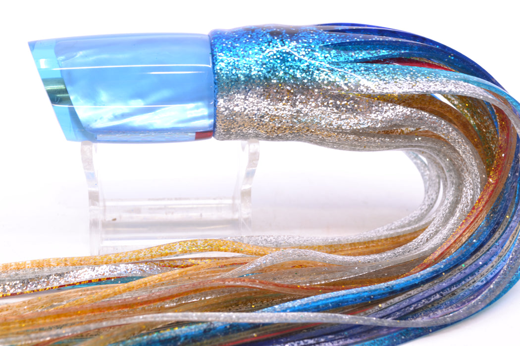 Crampton Baits Ice Blue Real MOP No Eyes Mini HoG 9" 4oz Skirted Blue & Black-Silver