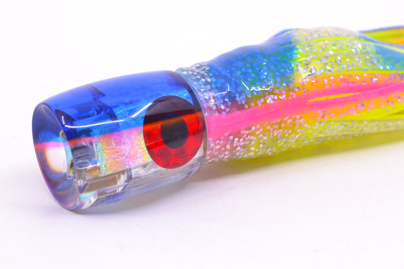 Coggin Lures Rainbow Dichro Blue-Pink Back Sugar Bear Invert 9" 4oz Skirted Blue Bars
