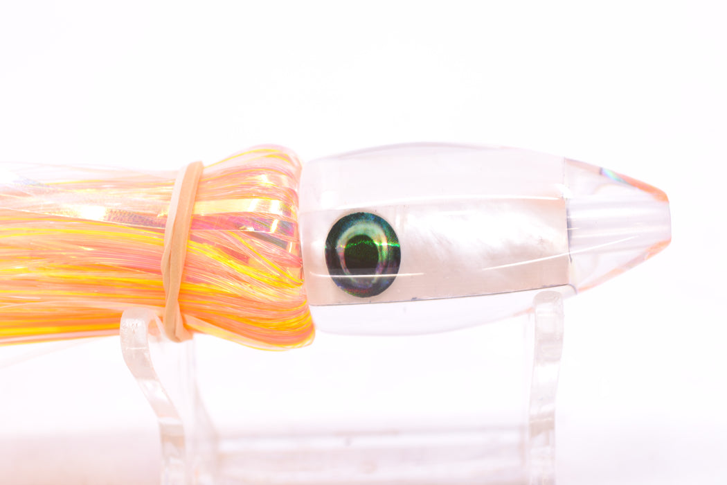 Moyes Lures White MOP Taxi Eyes Poon 5" 1.3oz Skirted Mixed Yellow-Pink-White Hair