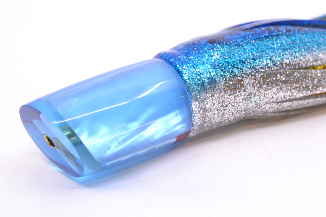 Crampton Baits Ice Blue Real MOP No Eyes Mini HoG 9" 4oz Skirted Blue & Black-Silver