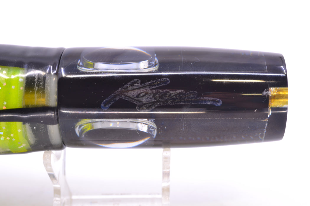 Koya Lures Rainbow Scale Black Back Doll Eyes Hard Head 12" 9oz Skirted Skipjack/Rainbow