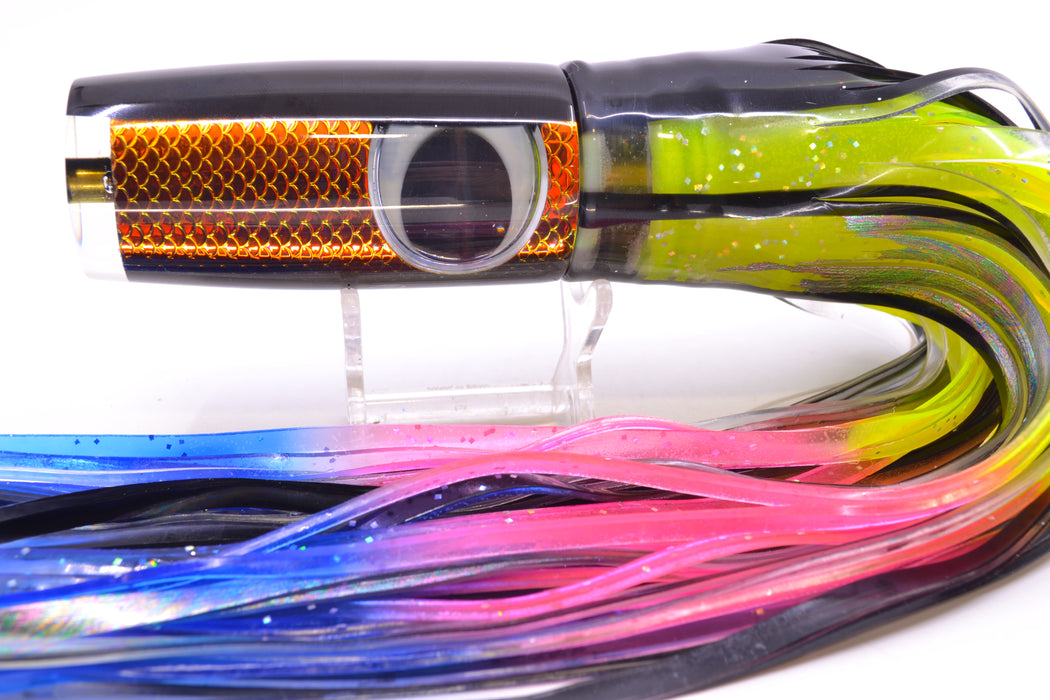 Koya Lures Rainbow Scale Black Back Doll Eyes Hard Head 12" 9oz Skirted Skipjack/Rainbow