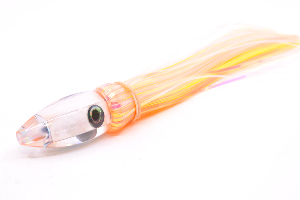 Moyes Lures White MOP Taxi Eyes Poon 5" 1.3oz Skirted Mixed Yellow-Pink-White Hair