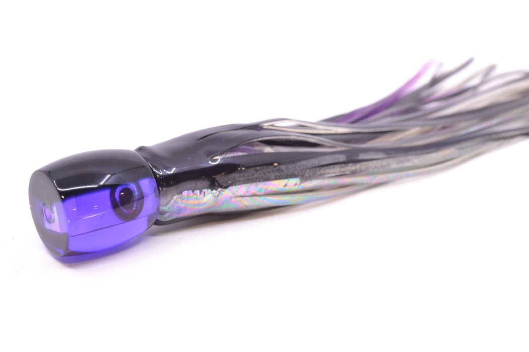 Moyes Lures Purple MOP Black Back Taxi Eyes Tang 5" 3oz Skirted Black Skipjack GZE