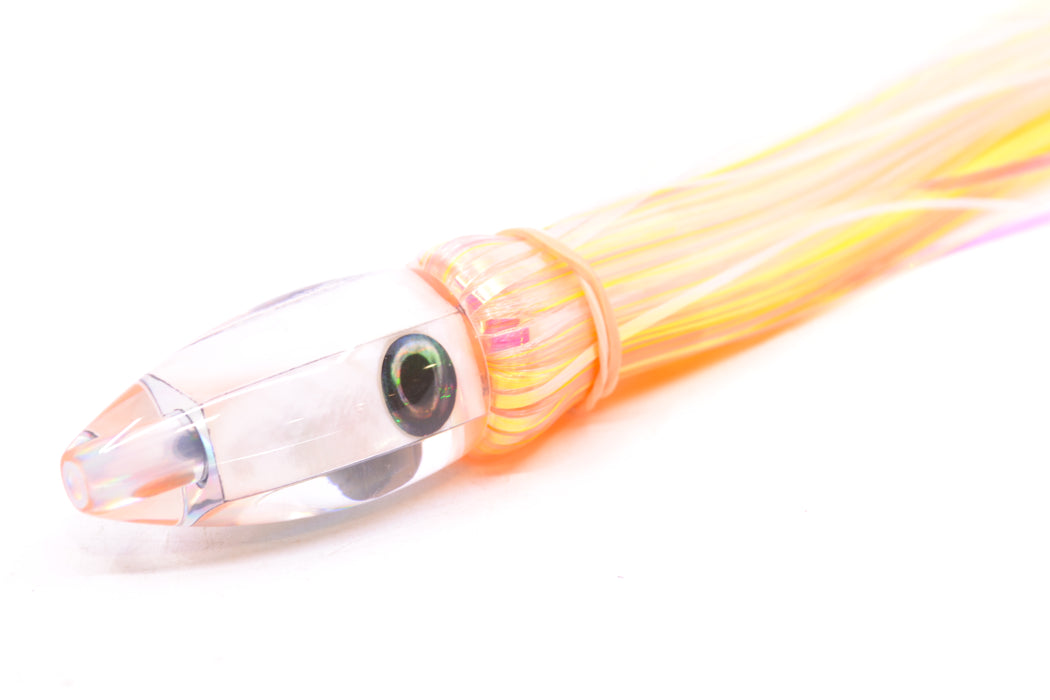 Moyes Lures White MOP Taxi Eyes Poon 5" 1.3oz Skirted Mixed Yellow-Pink-White Hair