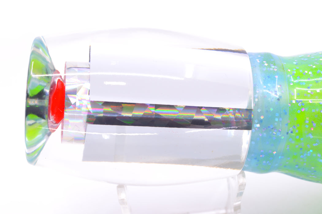 Aloha Lures Clear Mirrored Rainbow Flake XL Beauty 14" 12.5oz Skirted Ice Blue/Rainbow GZE
