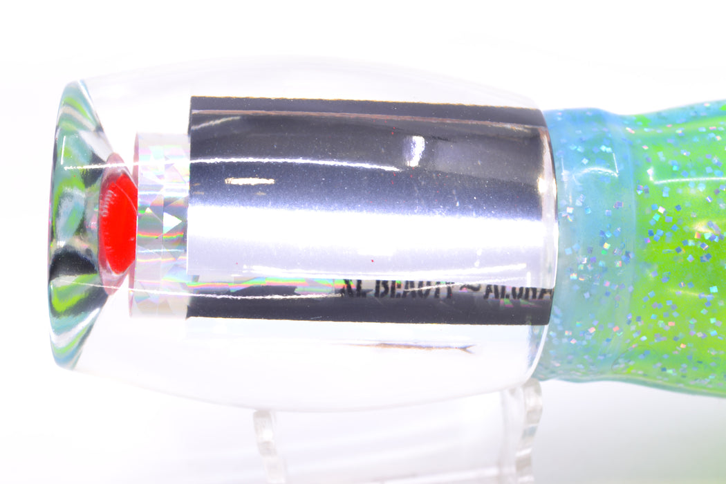 Aloha Lures Clear Mirrored Rainbow Flake XL Beauty 14" 12.5oz Skirted Ice Blue/Rainbow GZE