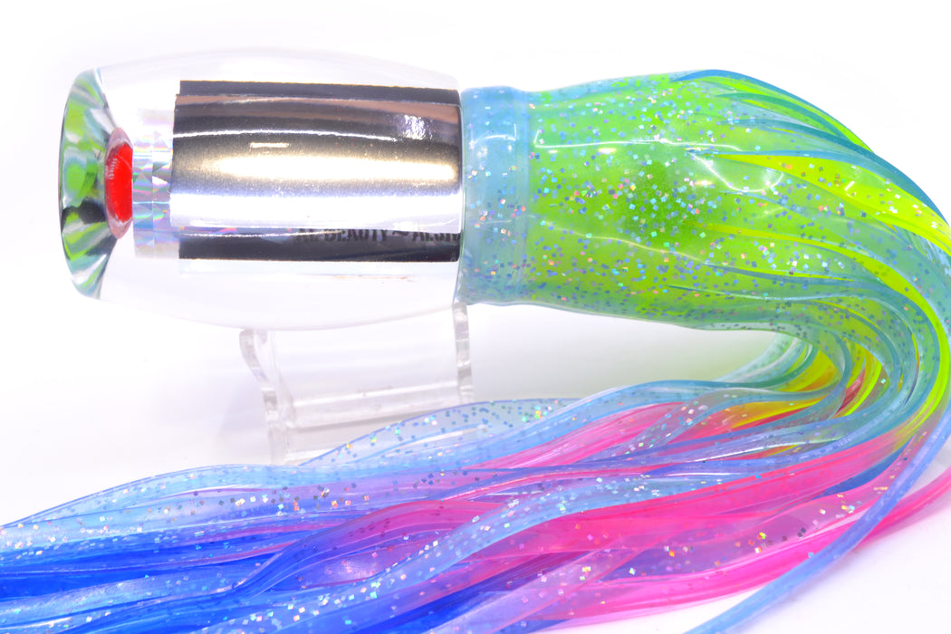 Aloha Lures Clear Mirrored Rainbow Flake XL Beauty 14" 12.5oz Skirted Ice Blue/Rainbow GZE