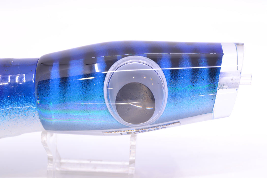Big T Lures Blue-White Pearl Black Striped Back Leopard 12" 10.7oz Skirted Blue-White GZE