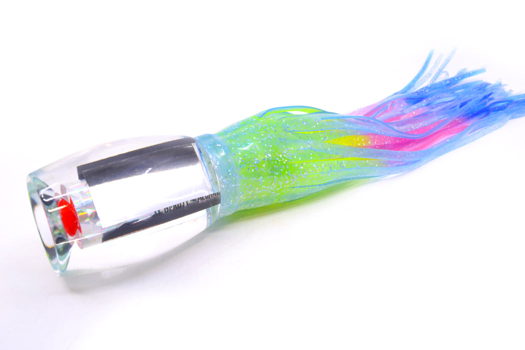 Aloha Lures Clear Mirrored Rainbow Flake XL Beauty 14" 12.5oz Skirted Ice Blue/Rainbow GZE