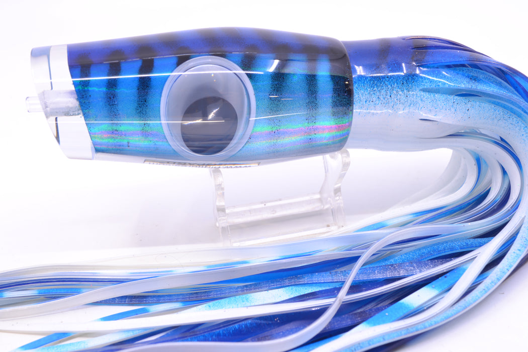 Big T Lures Blue-White Pearl Black Striped Back Leopard 12" 10.7oz Skirted Blue-White GZE