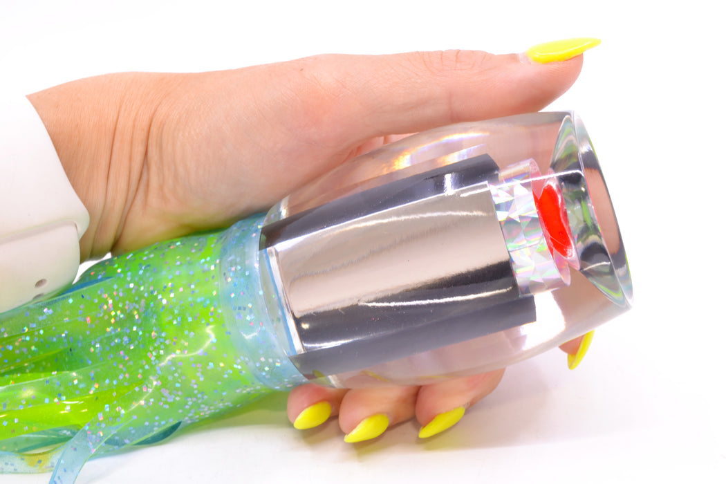 Aloha Lures Clear Mirrored Rainbow Flake XL Beauty 14" 12.5oz Skirted Ice Blue/Rainbow GZE