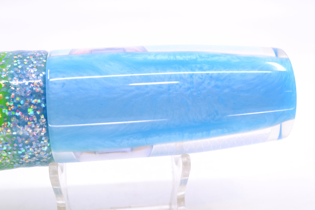 Koya Lures Ice Rainbow Scale Ice Blue Back Doll Eyes Hard Head 12" 9oz Skirted Ice Blue