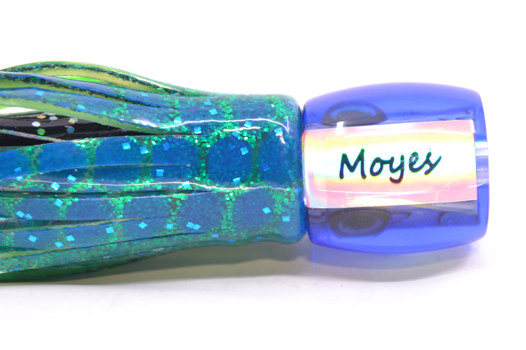 Moyes Lures Paua Shell Blue Back Taxi Eyes Tang 5" 3oz Skirted Black Dots-Blue Dots GZE