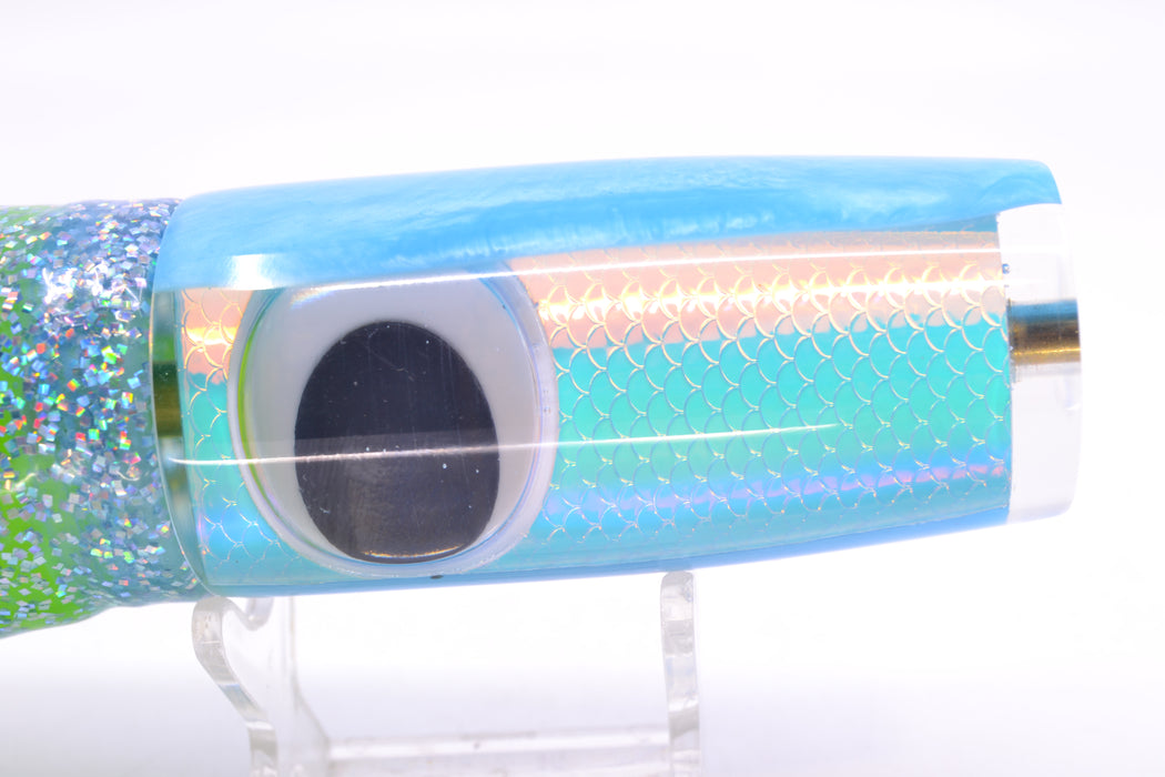 Koya Lures Ice Rainbow Scale Ice Blue Back Doll Eyes Hard Head 12" 9oz Skirted Ice Blue