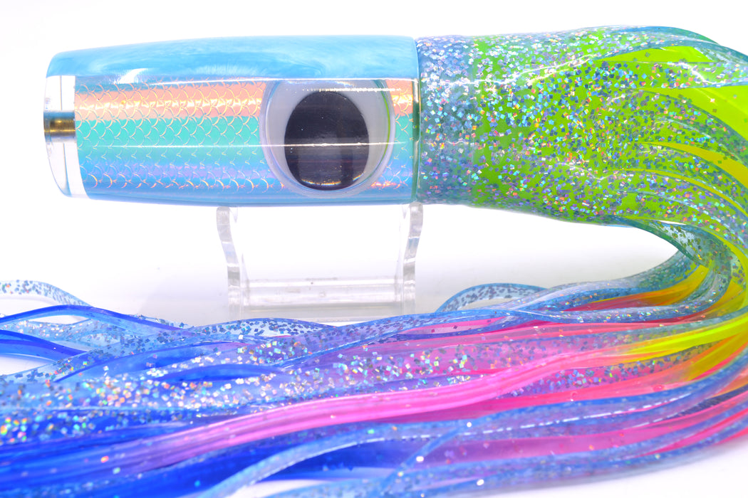Koya Lures Ice Rainbow Scale Ice Blue Back Doll Eyes Hard Head 12" 9oz Skirted Ice Blue