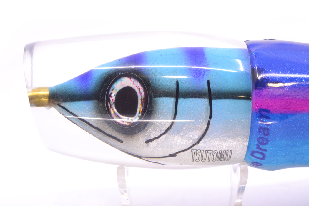 Tsutomu Lures Blue-Purple Stripes Fish Head Super Moke 14" 10.3oz FT Vinyl Blue Dream GZE