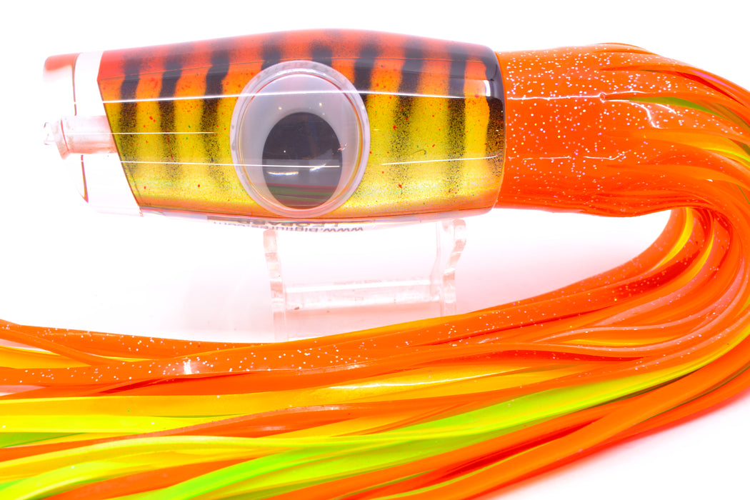 Big T Lures Orange-Yellow-Silver Pearl Black Striped Back Leopard 12" 10.7oz Skirted Orange GZE