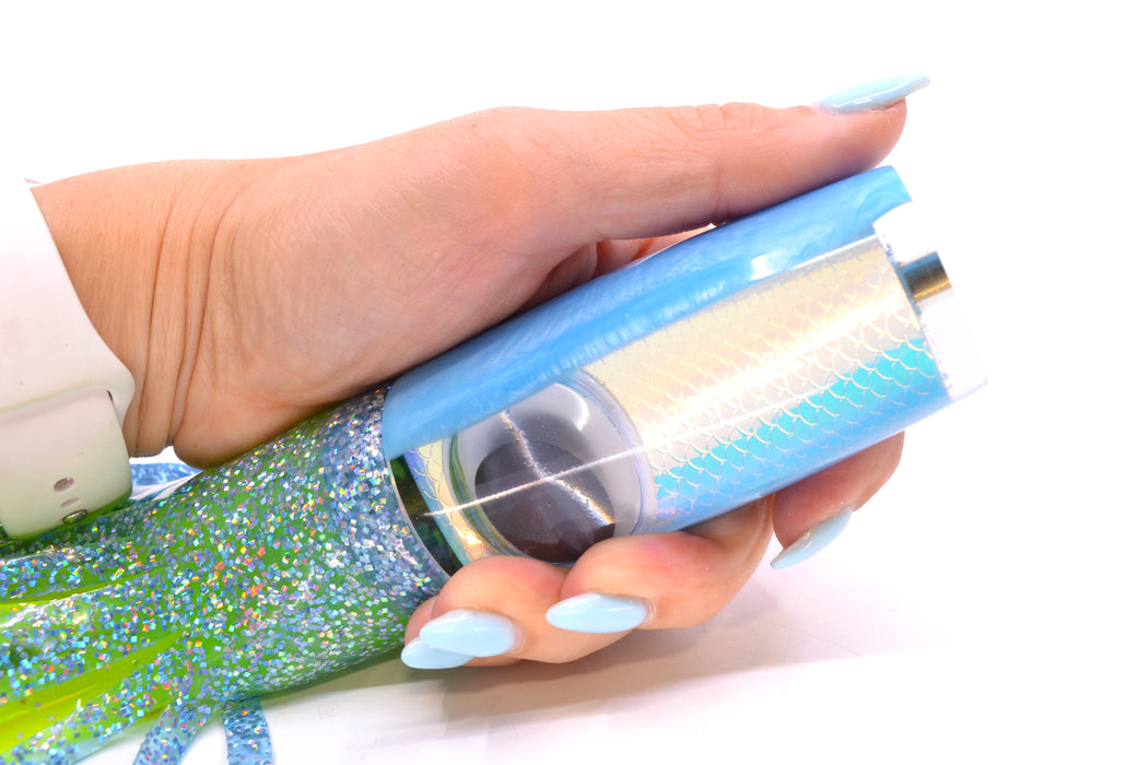 Koya Lures Ice Rainbow Scale Ice Blue Back Doll Eyes Hard Head 12" 9oz Skirted Ice Blue