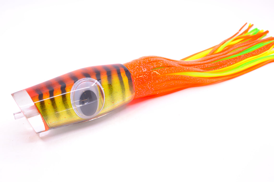 Big T Lures Orange-Yellow-Silver Pearl Black Striped Back Leopard 12" 10.7oz Skirted Orange GZE