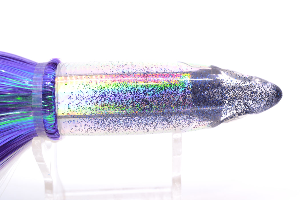 Bonze Lures Silver Rainbow Black Iridescent Back Weapon 9" 8oz Strobez Purple-White