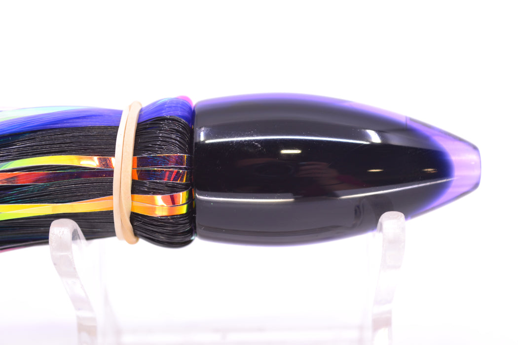 Moyes Lures Purple Mirrored Black Back Poon 5" 1.3oz Skirted Black-Purple Hair