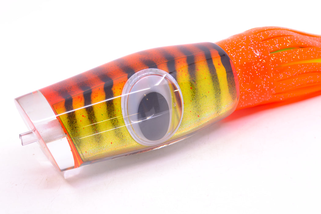 Big T Lures Orange-Yellow-Silver Pearl Black Striped Back Leopard 12" 10.7oz Skirted Orange GZE