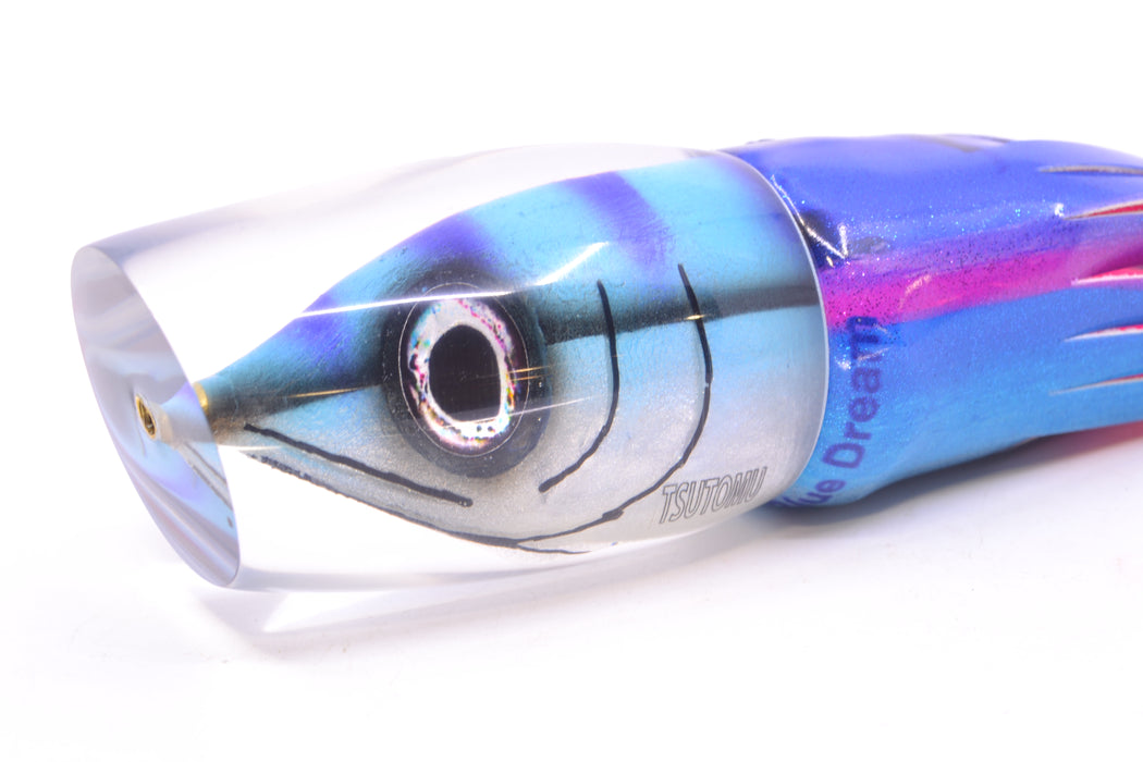 Tsutomu Lures Blue-Purple Stripes Fish Head Super Moke 14" 10.3oz FT Vinyl Blue Dream GZE