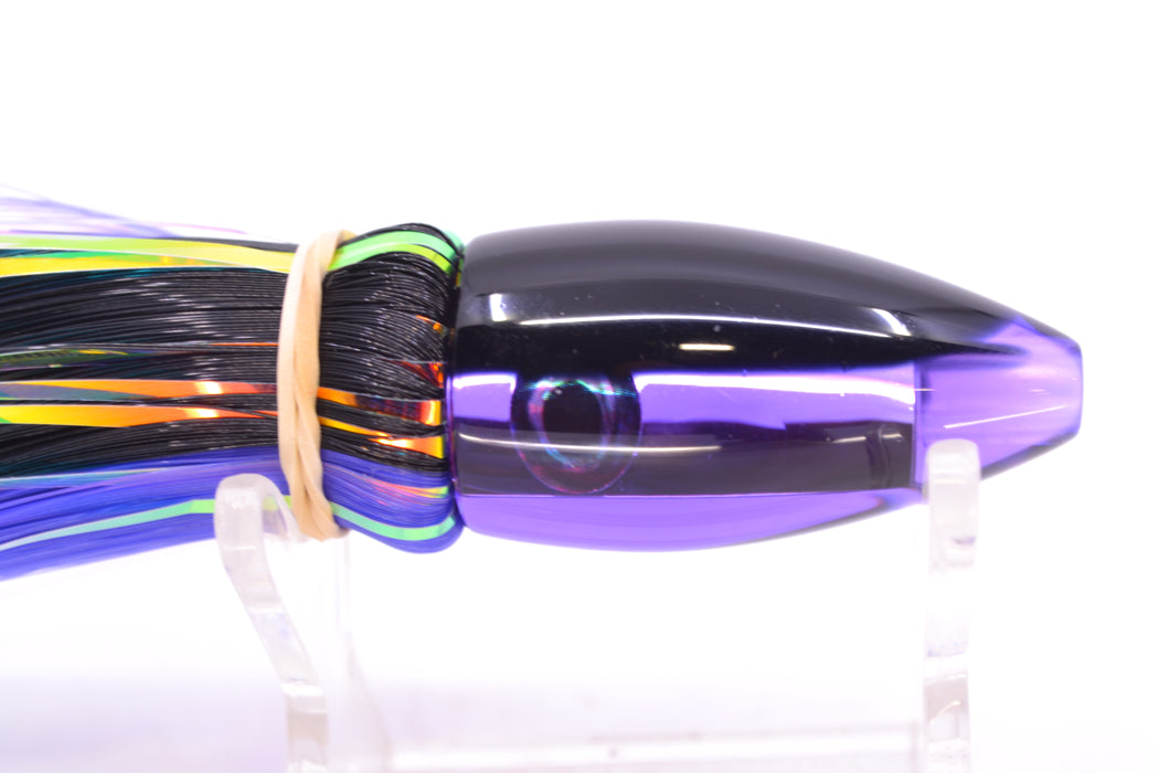 Moyes Lures Purple Mirrored Black Back Poon 5" 1.3oz Skirted Black-Purple Hair