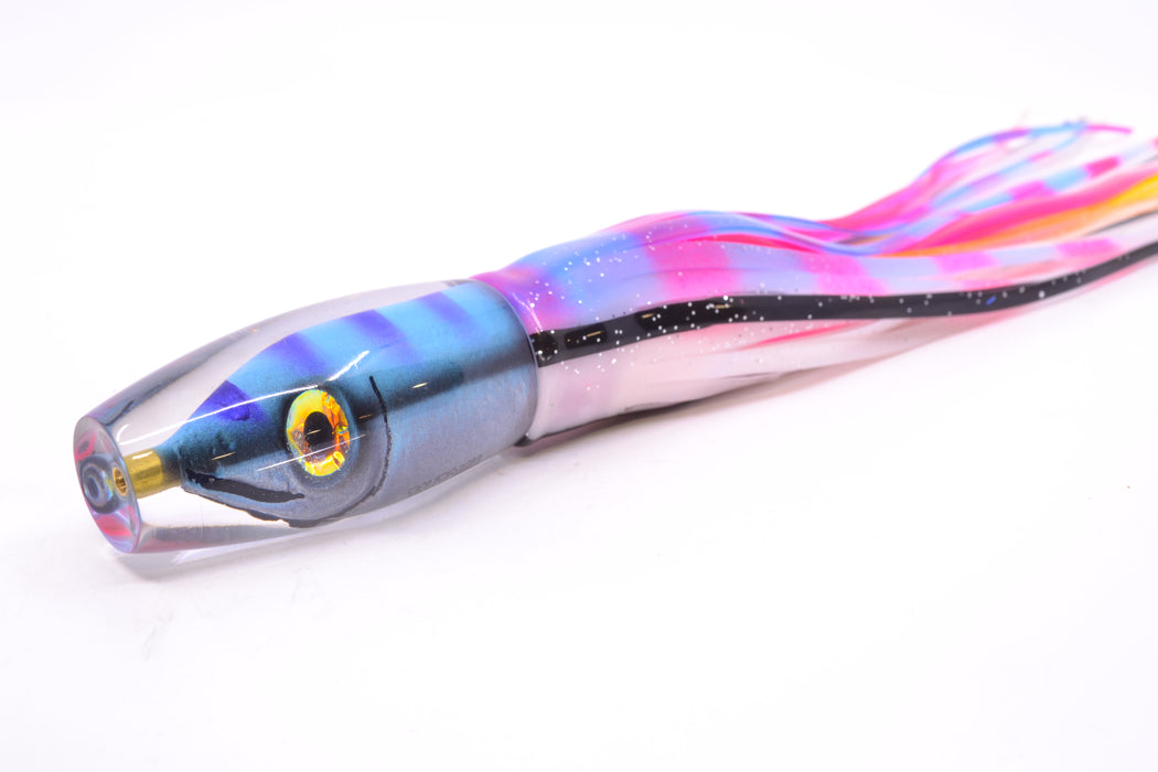 Tsutomu Lures Blue-Purple Stripes Fish Head Moke Invert 9" 7oz Skirted Gay Bob