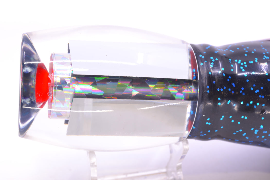 Aloha Lures Clear Mirrored Rainbow Flake XL Beauty 14" 12.5oz Skirted Black & Blue-Purple GZE