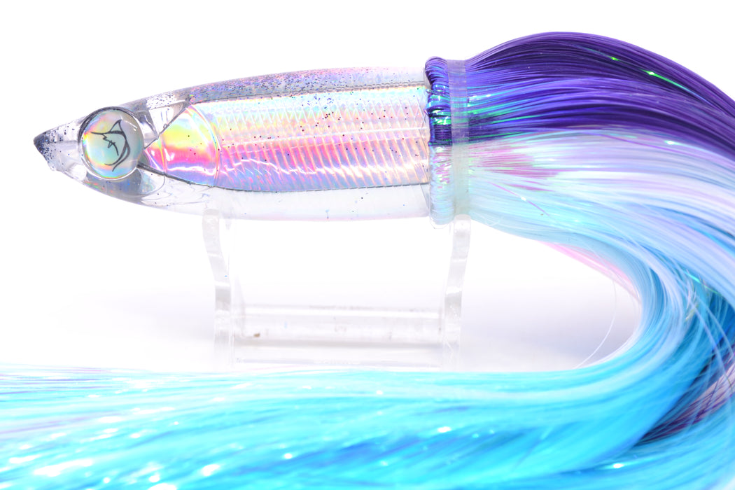 Bonze Lures Silver Rainbow Black Iridescent Back Weapon 9" 8oz Strobez Purple-White