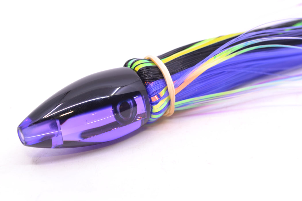 Moyes Lures Purple Mirrored Black Back Poon 5" 1.3oz Skirted Black-Purple Hair