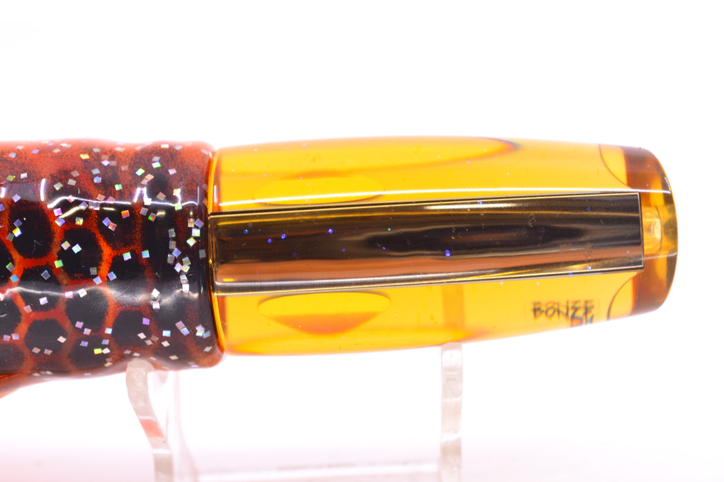 Bonze Lures Orange Mirror Red Eyes Here For The Party 10" 8oz Skirted Black Dots-Orange