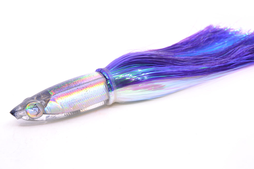 Bonze Lures Silver Rainbow Black Iridescent Back Weapon 9" 8oz Strobez Purple-White
