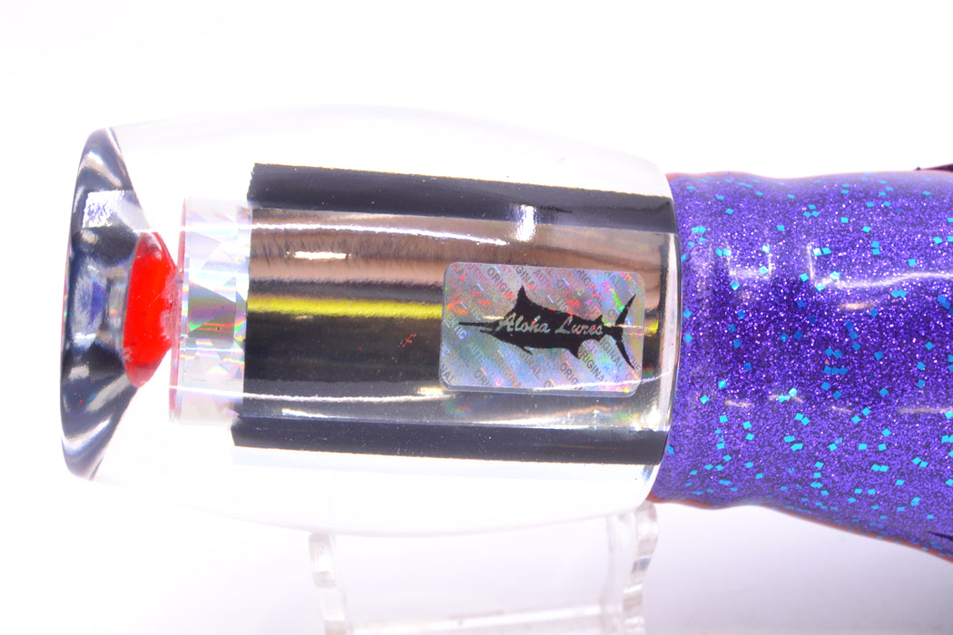 Aloha Lures Clear Mirrored Rainbow Flake XL Beauty 14" 12.5oz Skirted Black & Blue-Purple GZE