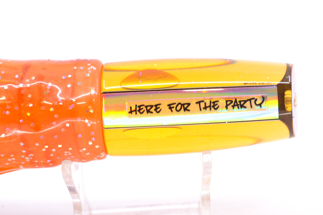 Bonze Lures Orange Mirror Red Eyes Here For The Party 10" 8oz Skirted Black Dots-Orange