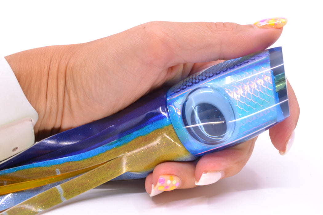 Koya Lures Ice Blue Rainbow Scale Doll Eyes Small 861 10" 6oz Fire Tailz Vinyl Yellowfin GZE