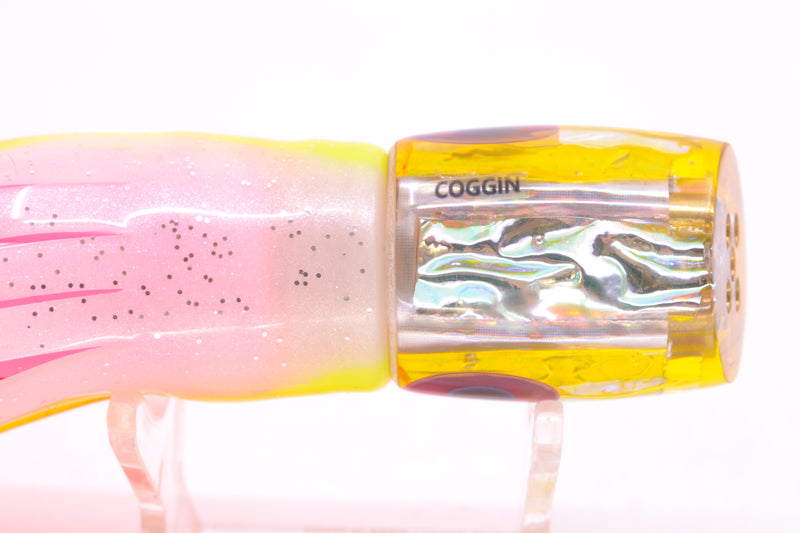 Coggin Lures Ice Rainbow Dichro Yellow Back Jetted Sugar Bear Slant 9" 4.7oz Skirted