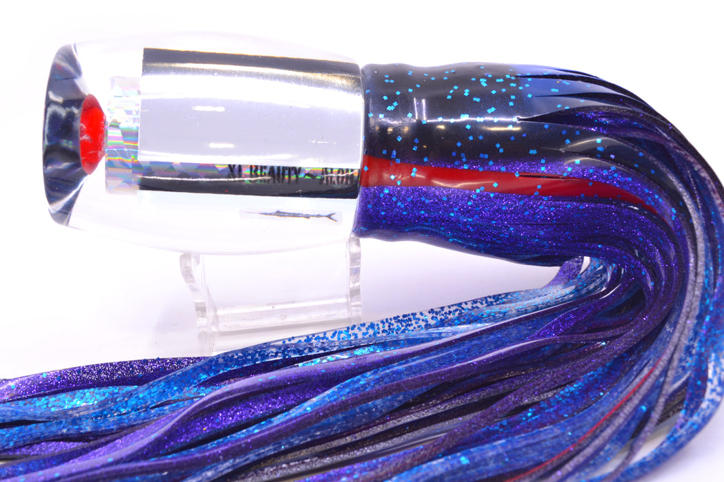 Aloha Lures Clear Mirrored Rainbow Flake XL Beauty 14" 12.5oz Skirted Black & Blue-Purple GZE