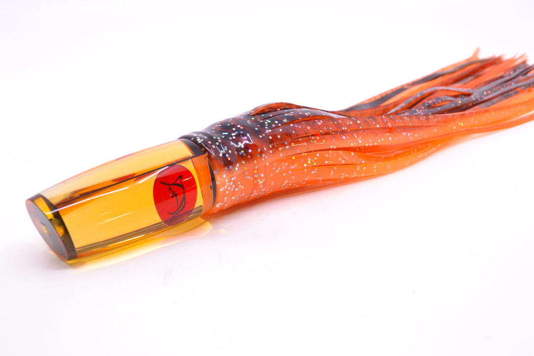 Bonze Lures Orange Mirror Red Eyes Here For The Party 10" 8oz Skirted Black Dots-Orange