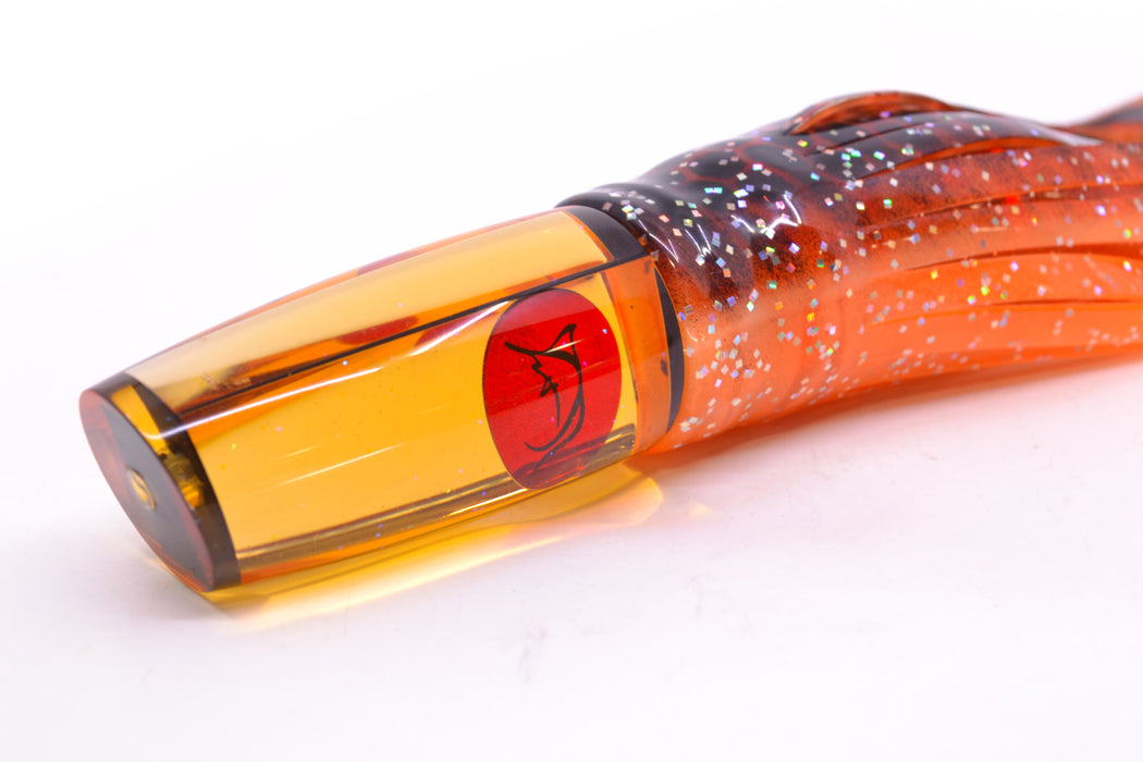 Bonze Lures Orange Mirror Red Eyes Here For The Party 10" 8oz Skirted Black Dots-Orange