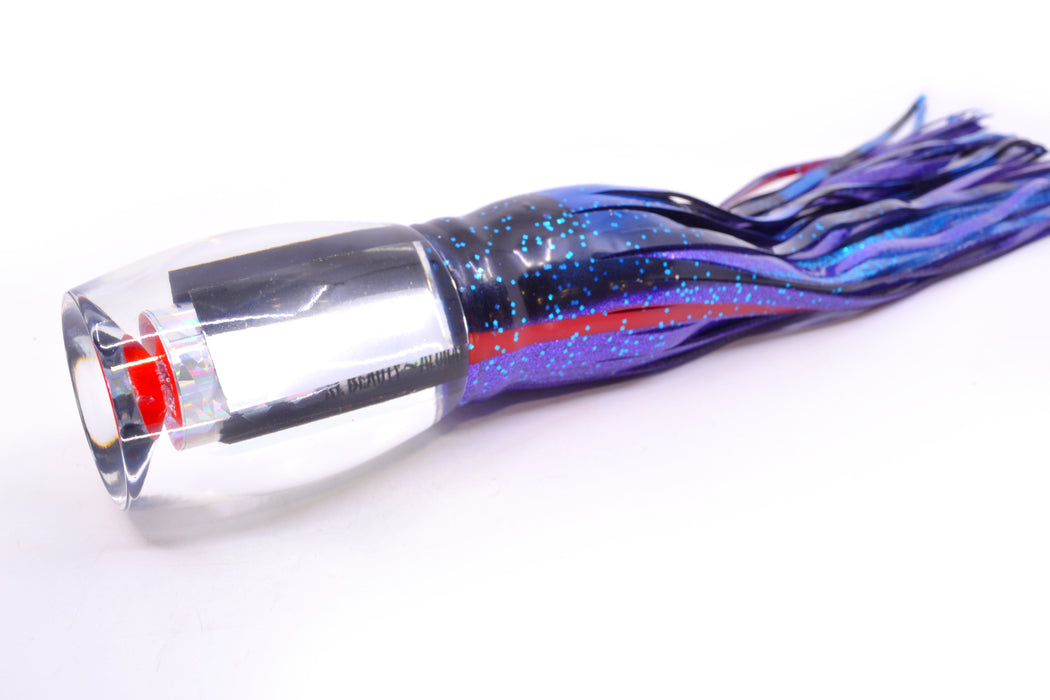 Aloha Lures Clear Mirrored Rainbow Flake XL Beauty 14" 12.5oz Skirted Black & Blue-Purple GZE