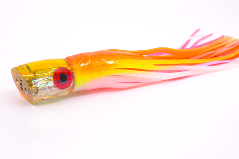 Coggin Lures Ice Rainbow Dichro Yellow Back Jetted Sugar Bear Slant 9" 4.7oz Skirted