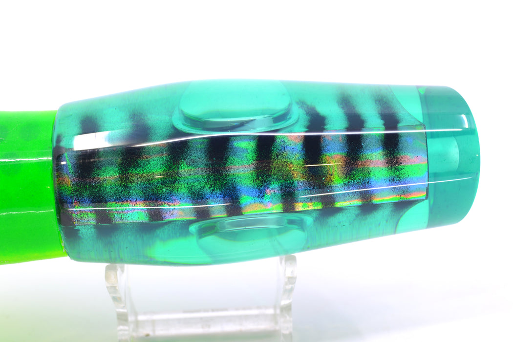 Big T Lures Green Rainbow Pearl Black Striped Back Leopard 12" 10.7oz Skirted Green-Chartreuse GZE