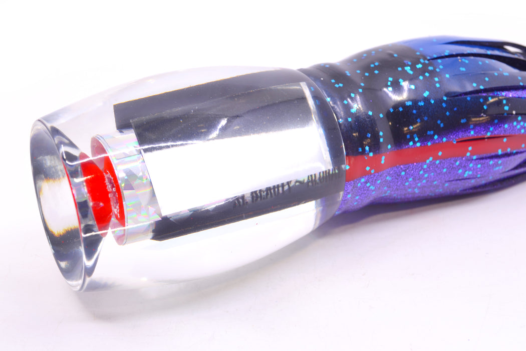 Aloha Lures Clear Mirrored Rainbow Flake XL Beauty 14" 12.5oz Skirted Black & Blue-Purple GZE