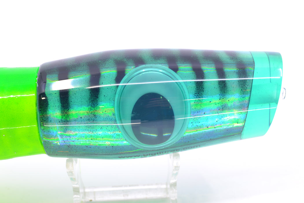 Big T Lures Green Rainbow Pearl Black Striped Back Leopard 12" 10.7oz Skirted Green-Chartreuse GZE